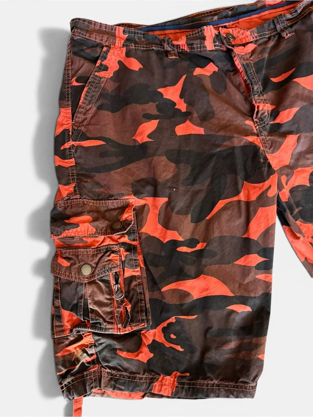 Orange Brown Camouflage Cargo Utility Army Style Cotton Hiking Shorts Size 44
